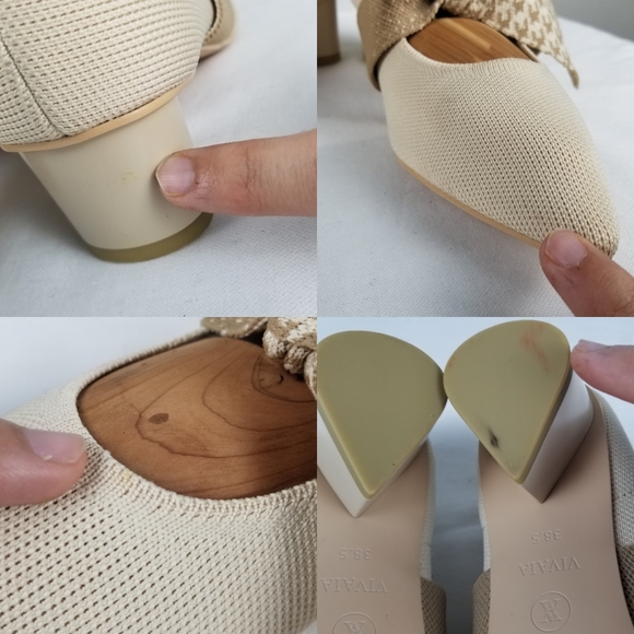 Vivaia Aurora Cream Pointed Toe Bow Houndstooth Mary Jane Block Heels Size 7.5 - Picture 12 of 12